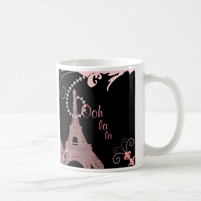 girly chic retro fashion paris eiffel tower coffee mug (Right)