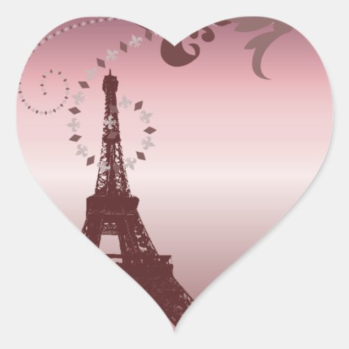 girly chic retro fashion paris eiffel tower heart sticker