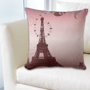 girly chic retro fashion paris eiffel tower throw pillow