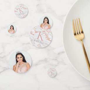 Modern Rose Gold Confetti Table Confetti Decorations Zazzle