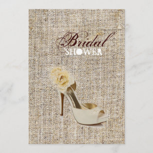 Girly Chic Rustic Country burlap bridal shower Invitation