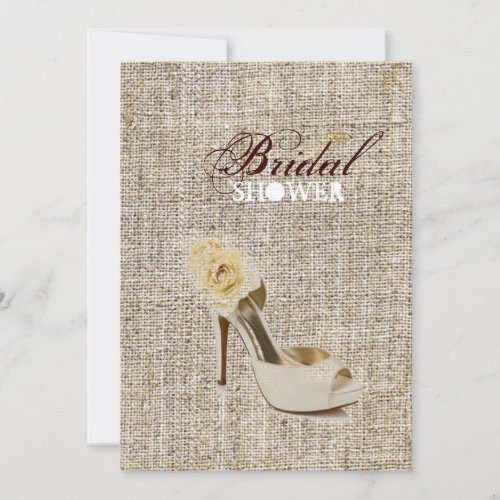 Girly Chic Rustic Country burlap bridal shower Invitation