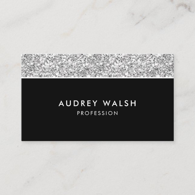 Girly Chic Silver glitter luxury professional Business Card (Front)