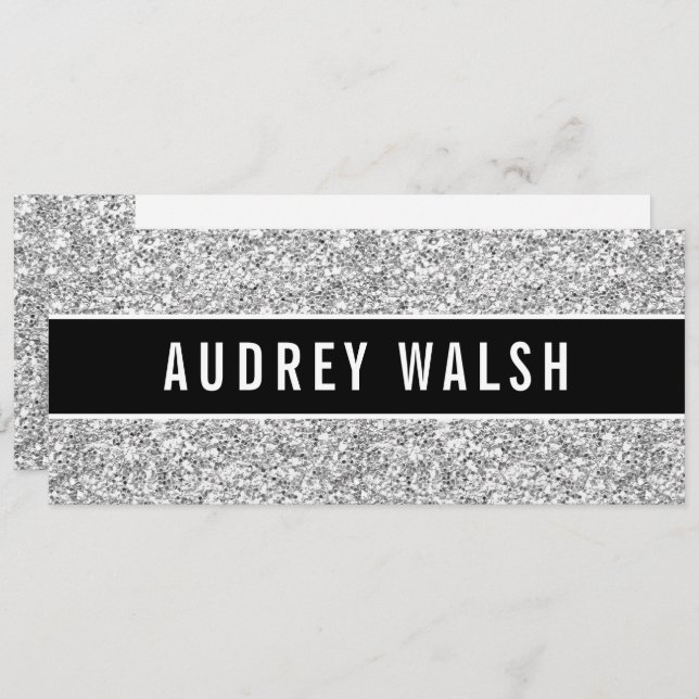 Girly Chic Silver Sequin Black Gift Certificate Invitation (Front/Back)
