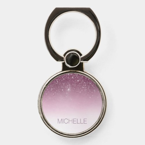 Girly Chic Simple Purple Ombre Personalized Name Phone Ring Stand