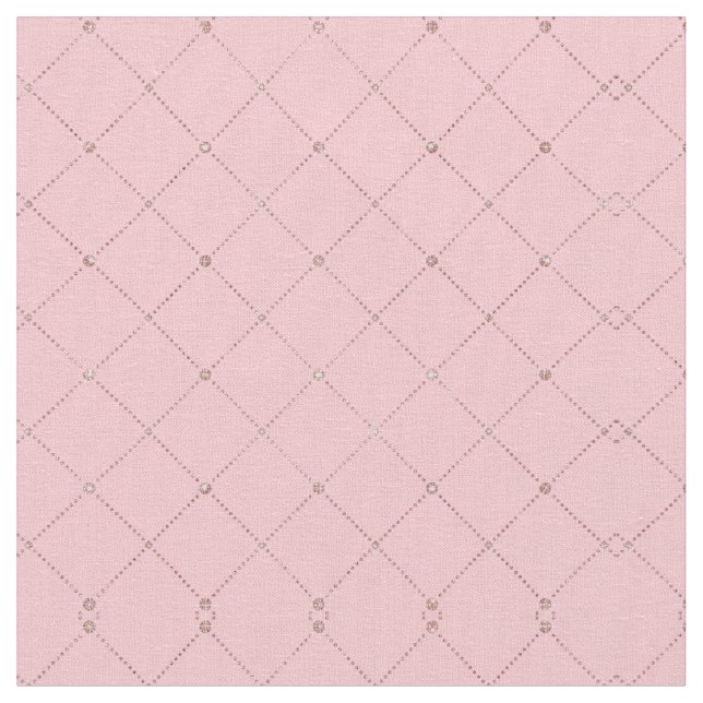Girly Chic Simple Rose Gold Pink Diamond Geometric Fabric (Close Up)