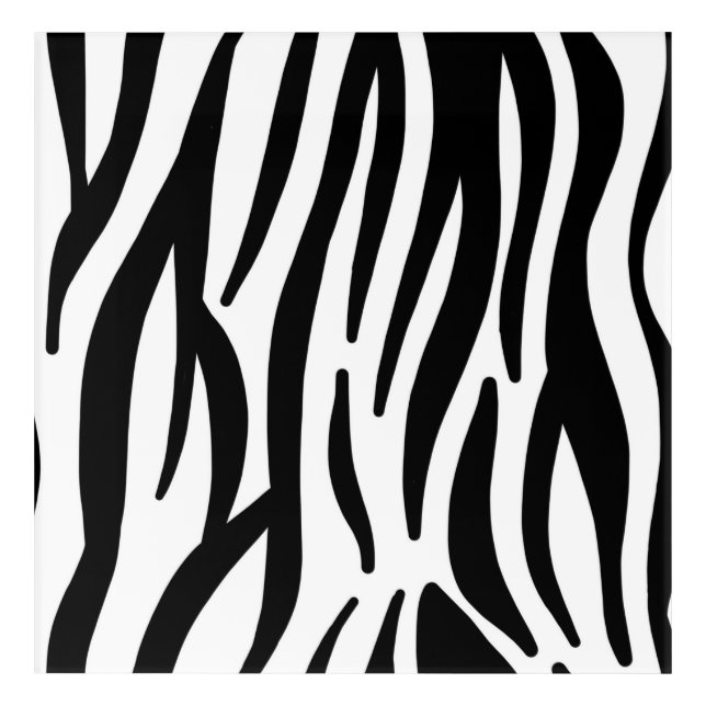 girly chic stylish black white zebra print acrylic print (Front)