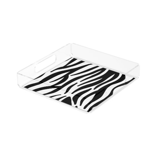 girly chic stylish black white zebra print acrylic tray