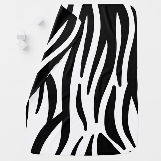 girly chic stylish black white zebra print baby blanket (In Situ)