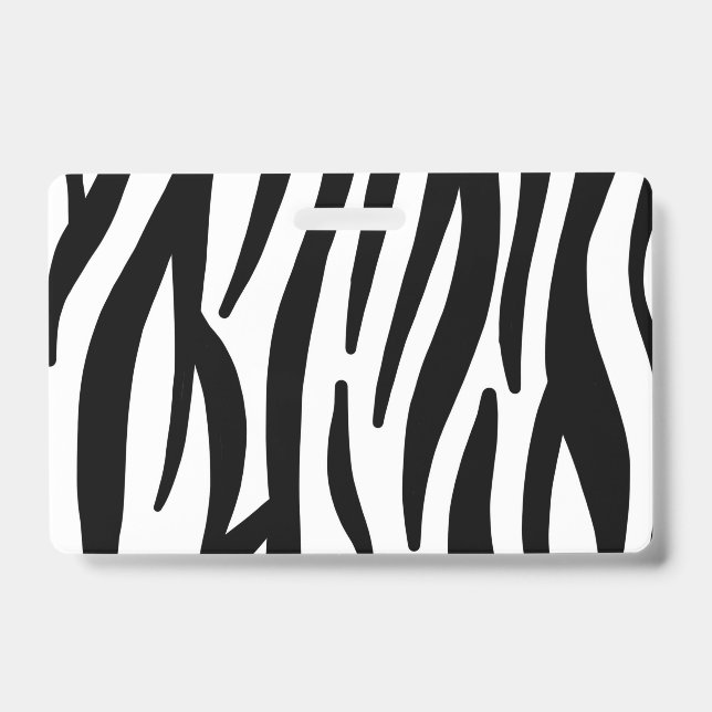 girly chic stylish black white zebra print badge (Front)