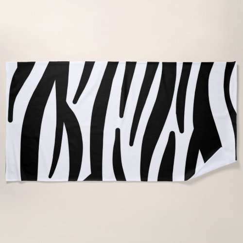 girly chic stylish black white zebra print beach towel