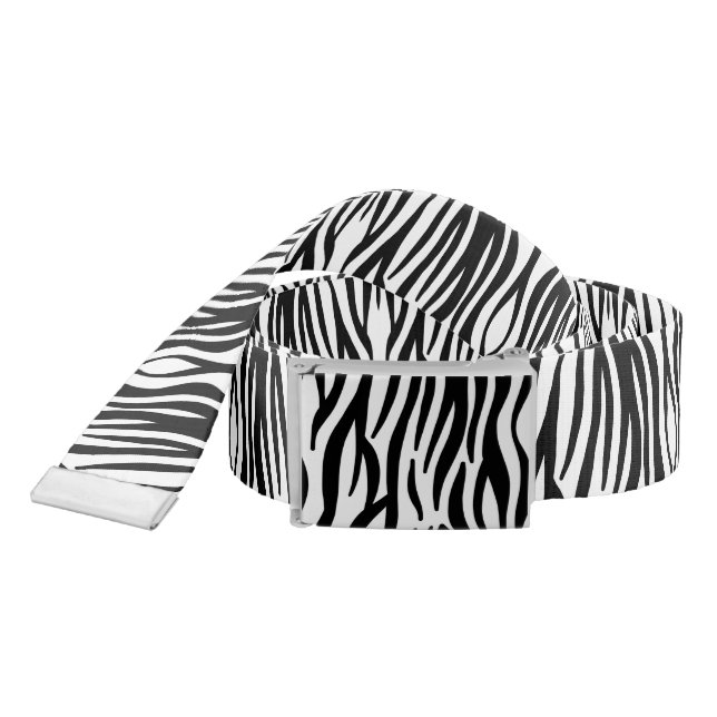 girly chic stylish black white zebra print belt (Snake)