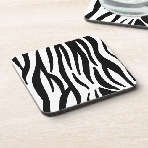 girly chic stylish black white zebra print beverage coaster