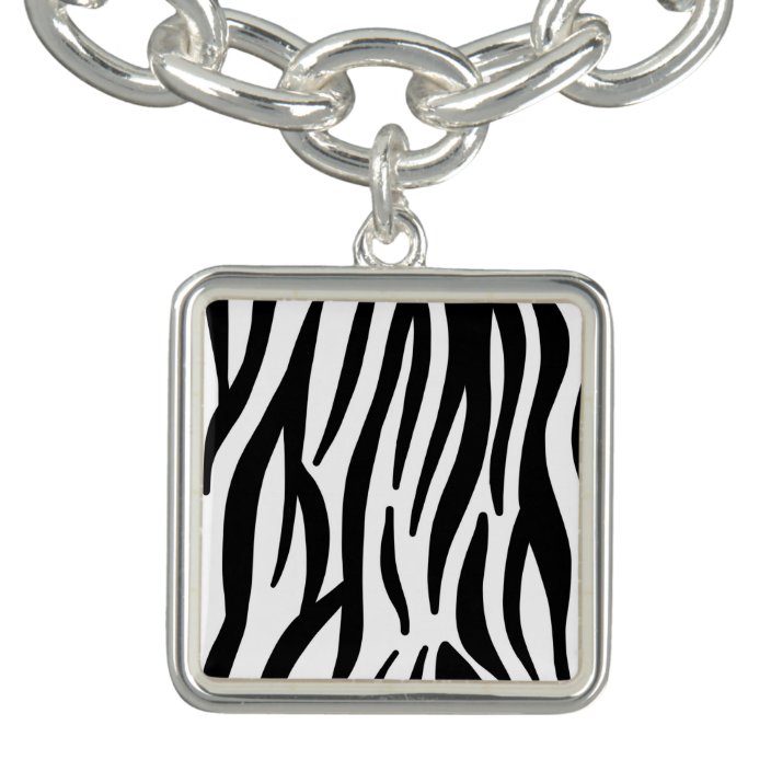 girly chic stylish black white zebra print bracelet