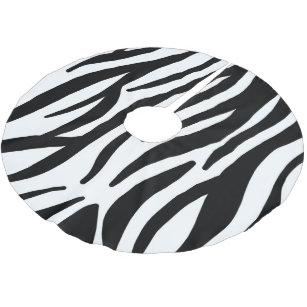 girly chic stylish black white zebra print brushed polyester tree skirt