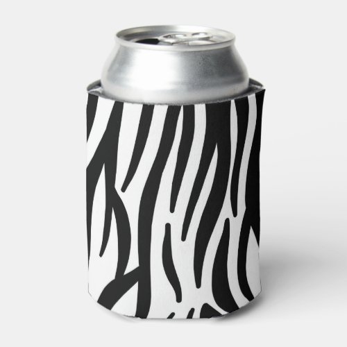 girly chic stylish black white zebra print can cooler