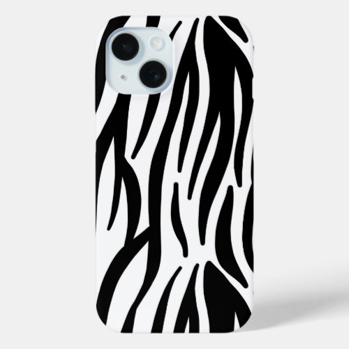 girly chic stylish black white zebra print iPhone 15 case