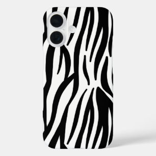 girly chic stylish black white zebra print iPhone 16 case