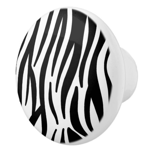 girly chic stylish black white zebra print ceramic knob