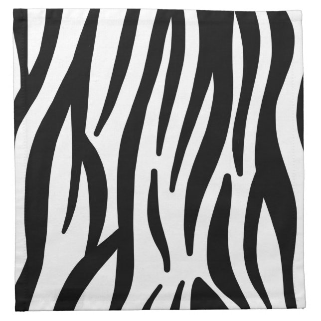 girly chic stylish black white zebra print cloth napkin (Front)