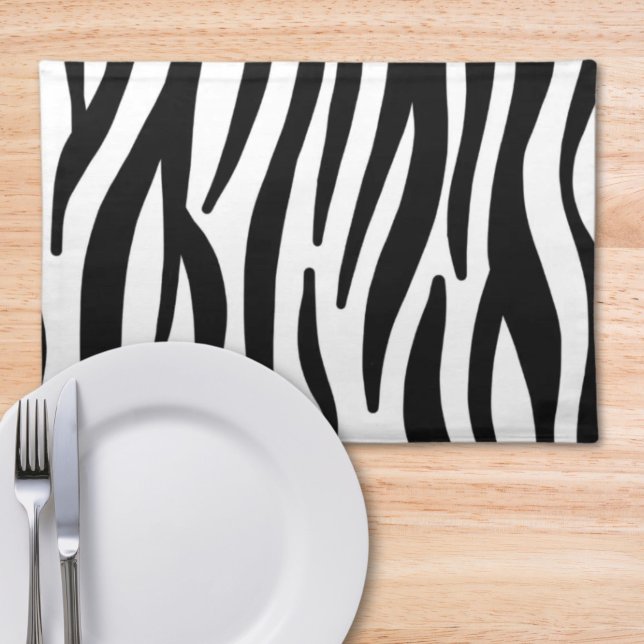 girly chic stylish black white zebra print cloth placemat (girly chic stylish black white zebra print cloth placemat)