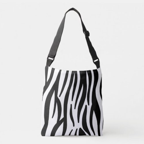 girly chic stylish black white zebra print crossbody bag