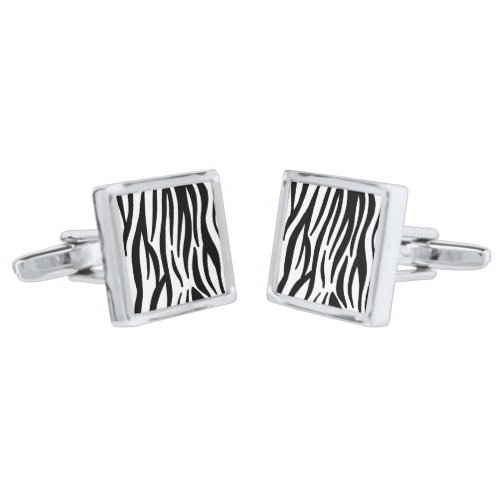 girly chic stylish black white zebra print cufflinks