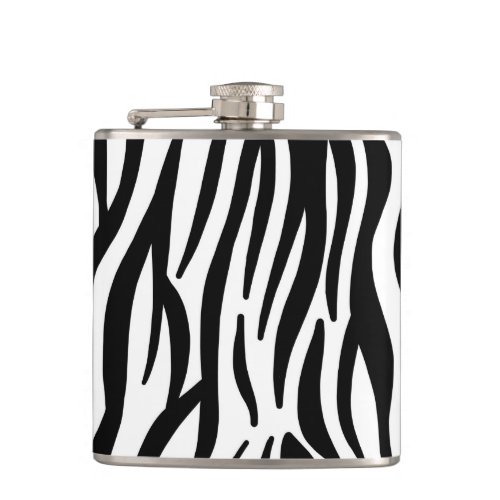 girly chic stylish black white zebra print flask