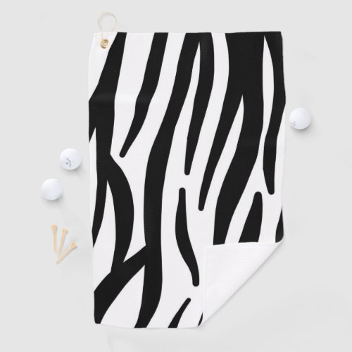 girly chic stylish black white zebra print golf towel