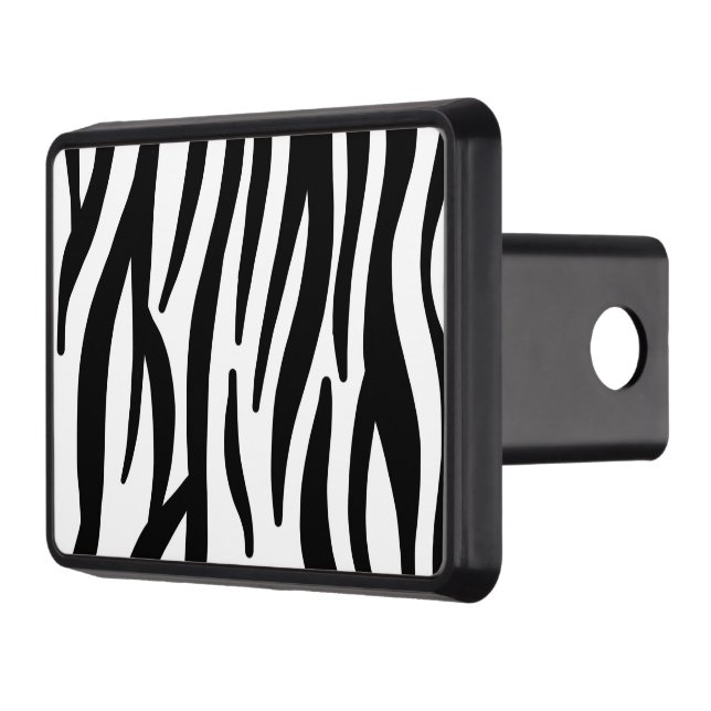 girly chic stylish black white zebra print hitch cover (Left)