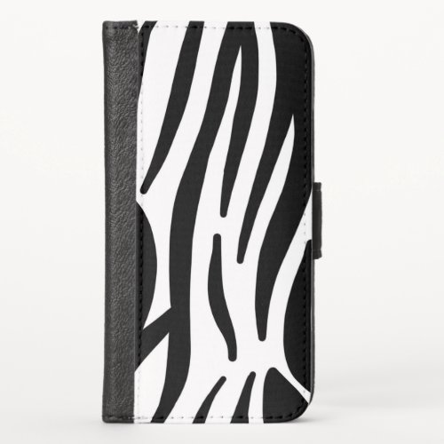 girly chic stylish black white zebra print iPhone x wallet case