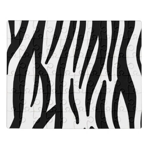 girly chic stylish black white zebra print jigsaw puzzle