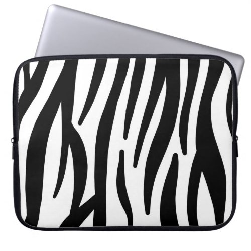 girly chic stylish black white zebra print laptop sleeve