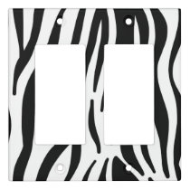 girly chic stylish black white zebra print light switch cover