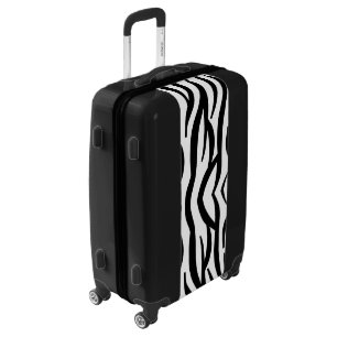 girly chic stylish black white zebra print luggage