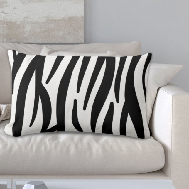 girly chic stylish black white zebra print lumbar pillow (girly chic stylish black white zebra print lumbar pillow)