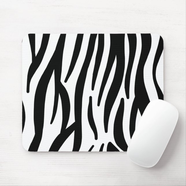 girly chic stylish black white zebra print mouse pad (With Mouse)