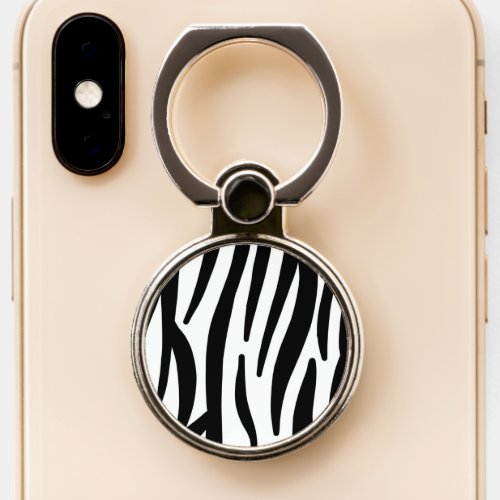 girly chic stylish black white zebra print phone ring stand