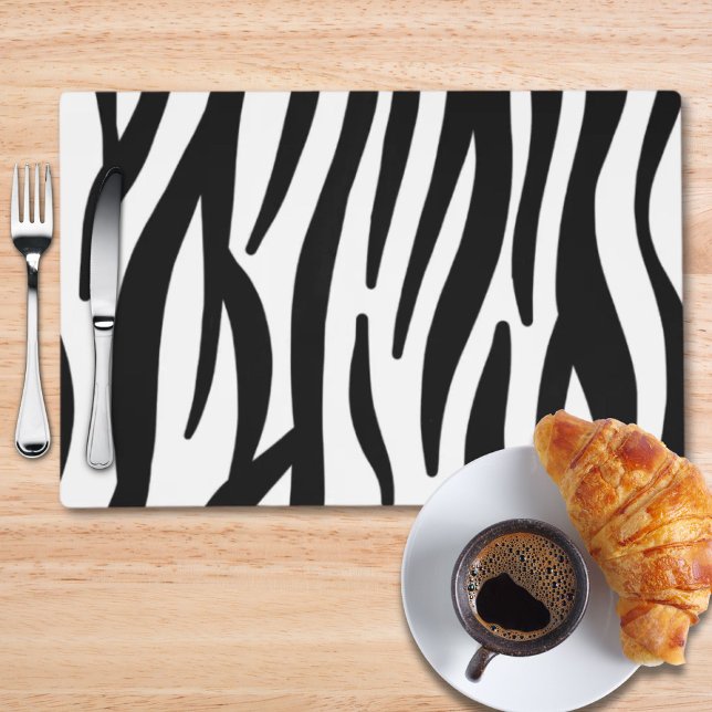 girly chic stylish black white zebra print placemat (girly chic stylish black white zebra print placemat)