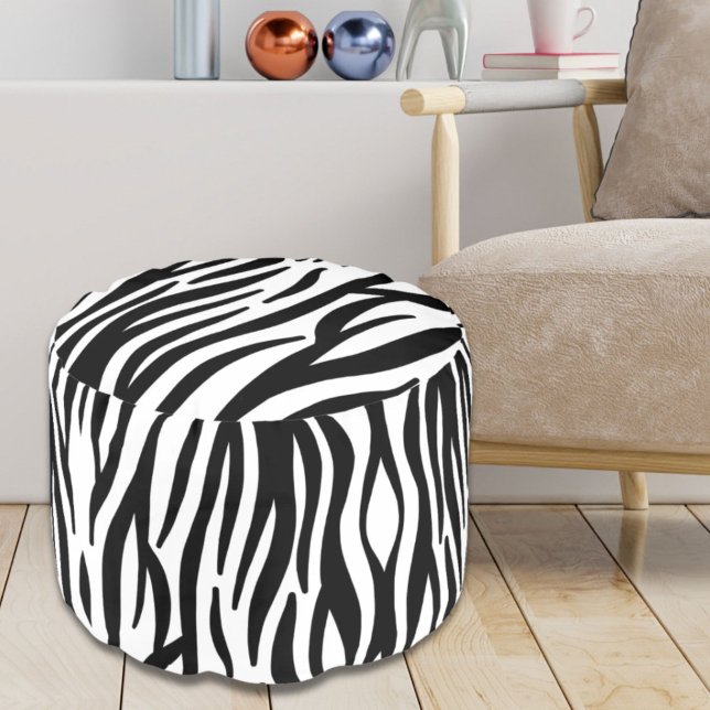 girly chic stylish black white zebra print pouf (girly chic stylish black white zebra print pouf)