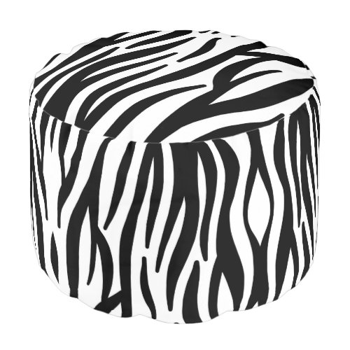 girly chic stylish black white zebra print pouf