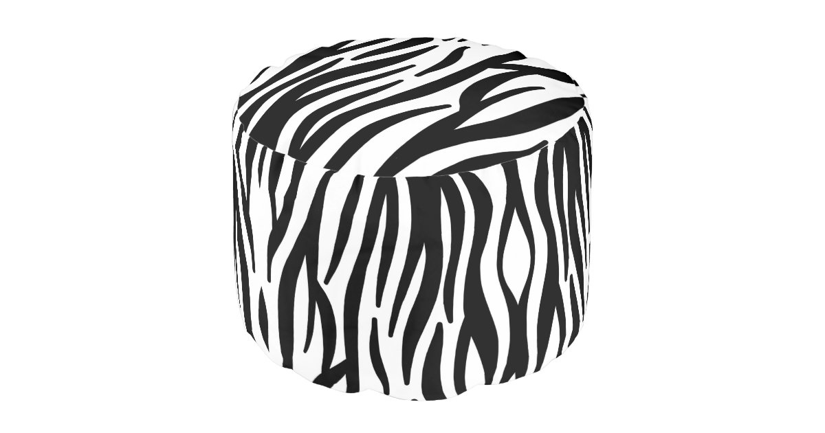 girly chic stylish black white zebra print pouf Zazzle
