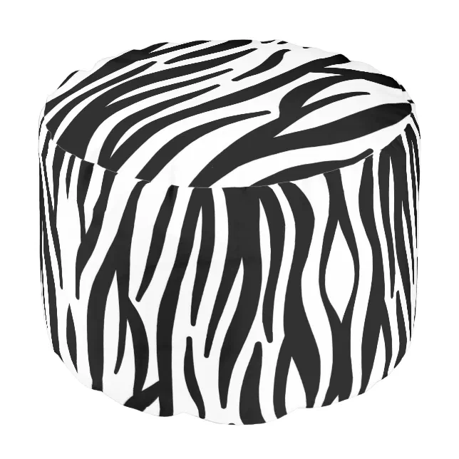 girly chic stylish black white zebra print pouf Zazzle