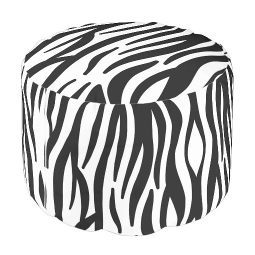 girly chic stylish black white zebra print pouf Zazzle
