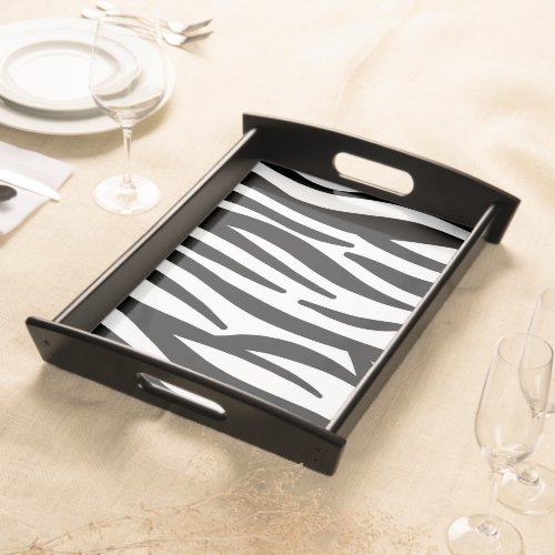 girly chic stylish black white zebra print serving tray