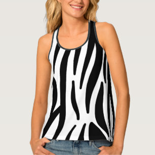 girly chic stylish black white zebra print tank top