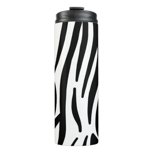 girly chic stylish black white zebra print thermal tumbler