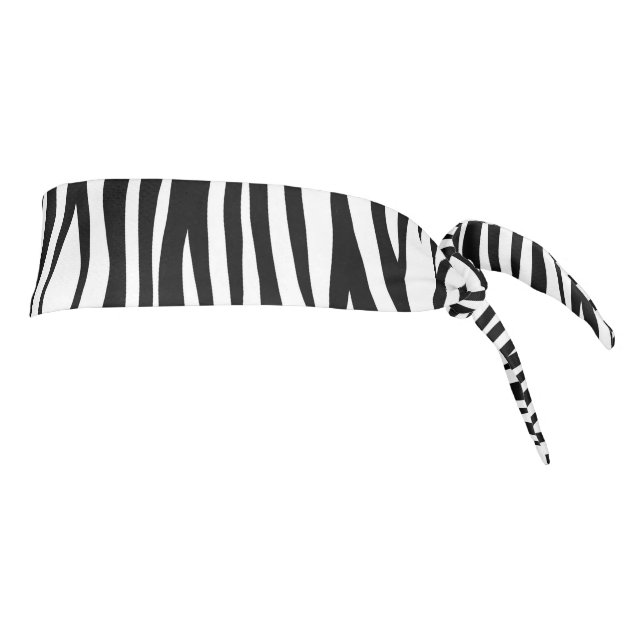 girly chic stylish black white zebra print tie headband (Rotate 90)