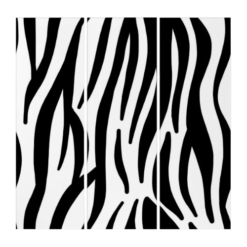girly chic stylish black white zebra print triptych