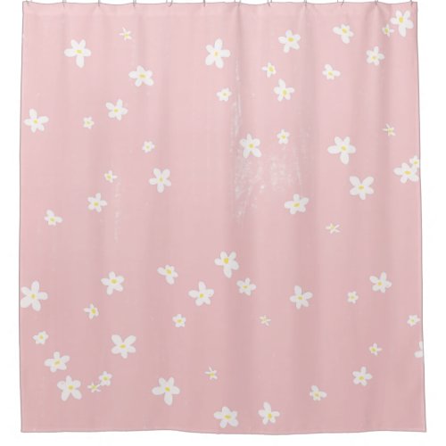 Girly Chic Stylish Pink Daisies Pattern Modern Shower Curtain